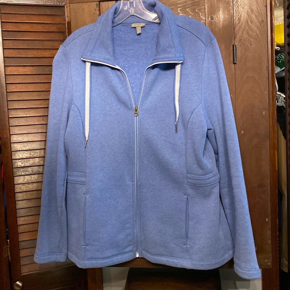 T by Talbots Medium Heather Blue Zip Front  Jacket , Size Large